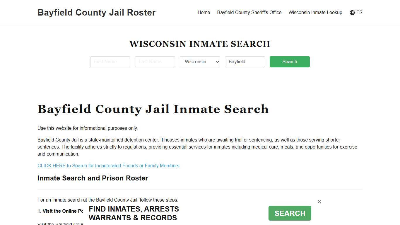 Bayfield County Jail Roster Lookup, WI, Inmate Search